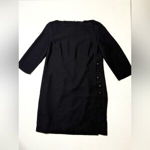 Banana Republic Black Sheath 3/4Sleeve Dress w/ Sailor Buttons Size 12
